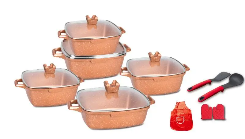 Cooklover 15 Pcs Food Grade Combination None Stick Pot Set Cookware Set