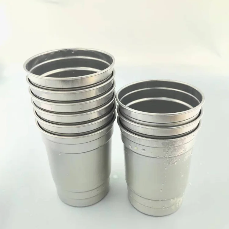 Custom Grs Standard 100% Recycled Branded Logo World Cup Anodized Silver Color Aluminum Metal Cups For Drinks