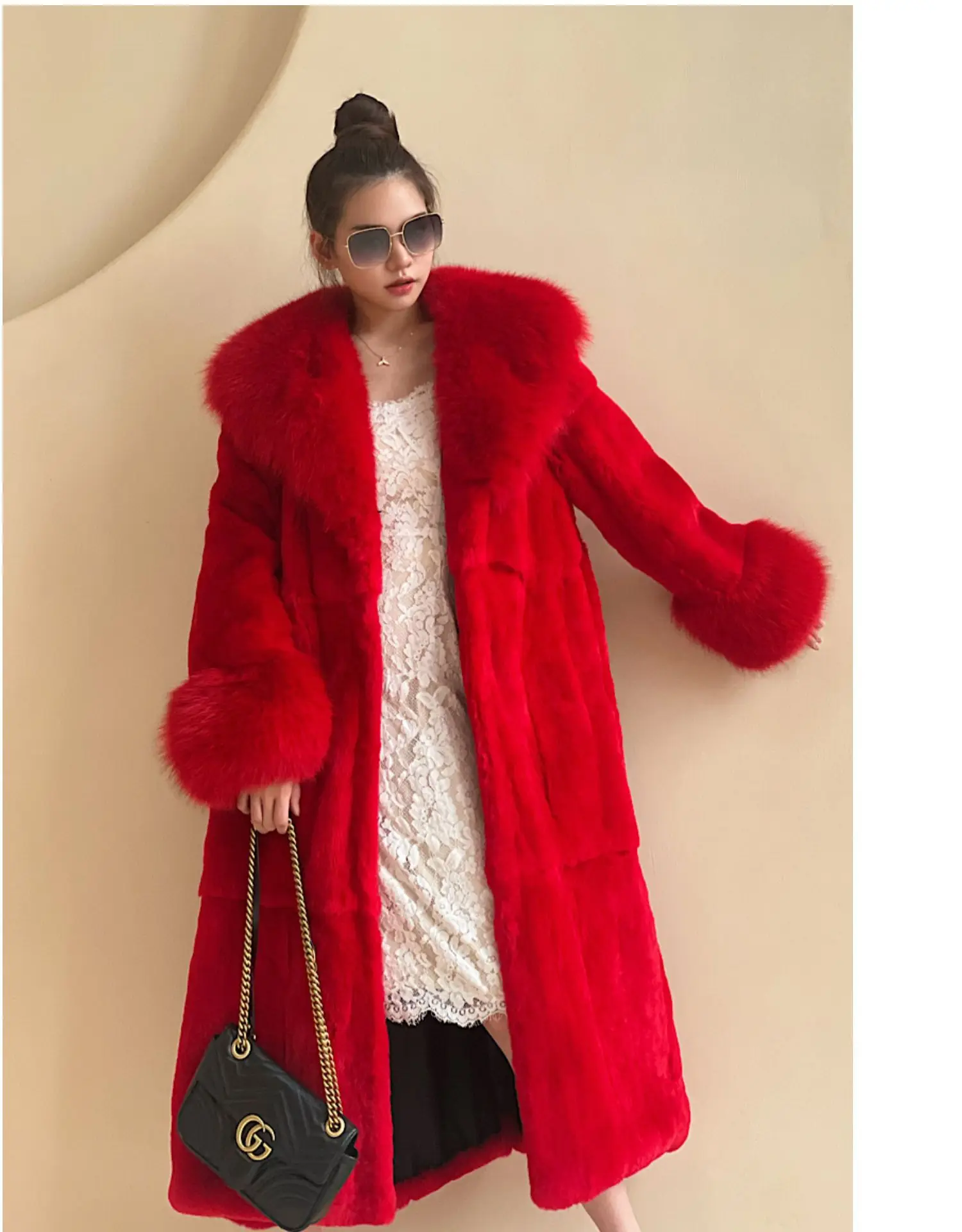 2024 Autumn/winter Fashionable Fur Coat With Large Fur Collar Women's ...