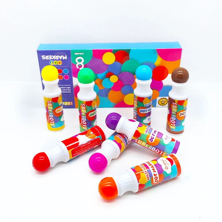 Безопасная стирка Dot маркеры, 8 видов цветов Нетоксичная краска Подушечка Для детей активности Комплект Кисточки бинго волшебные игрушки для рисования