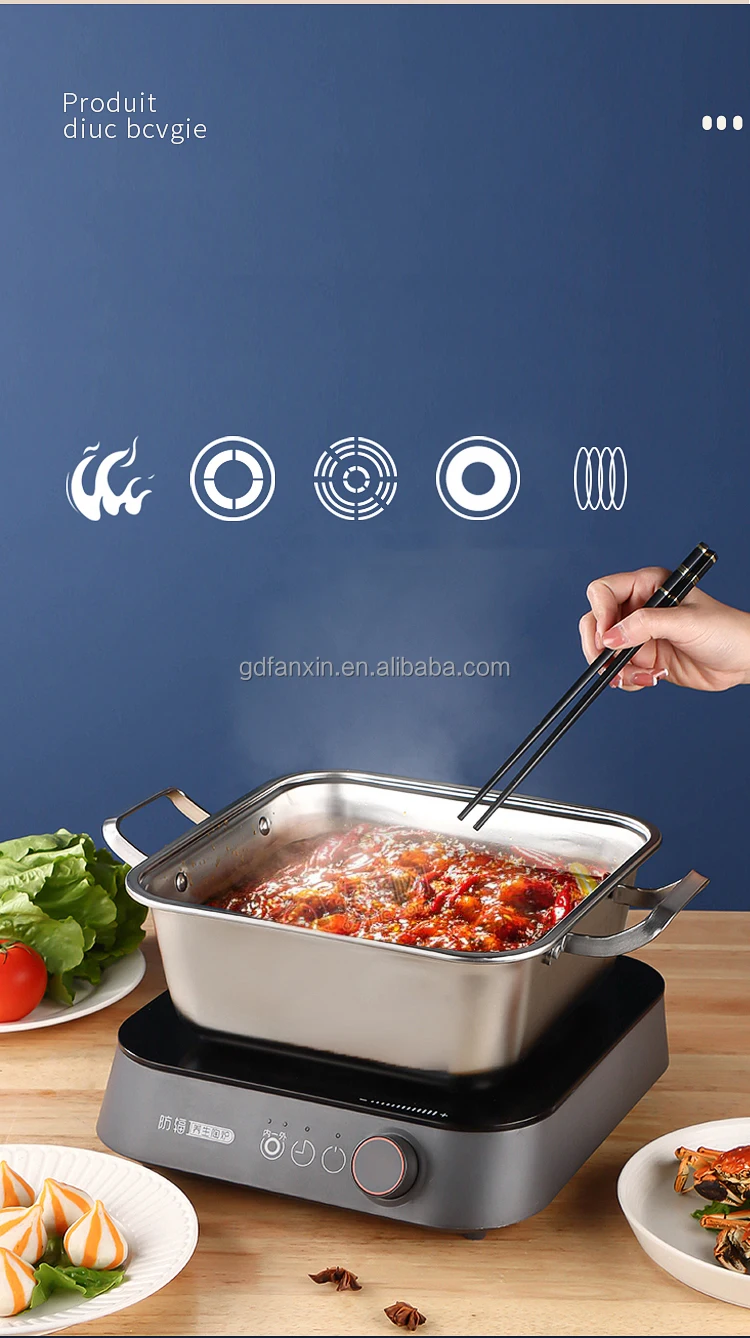 Stainless Steel Square Pot Large Capacity Thickened Soup Twoflavor Hot