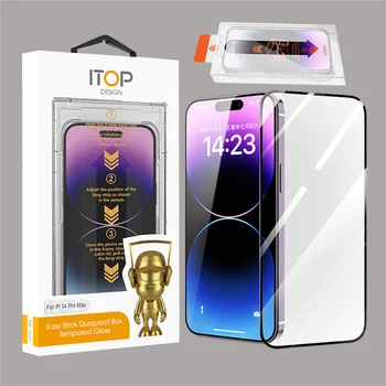 ITOP Dust Proof Tempered Glass Screen Protector with Installation Tray for Iphone 14 pro max 13 pro 12 mini