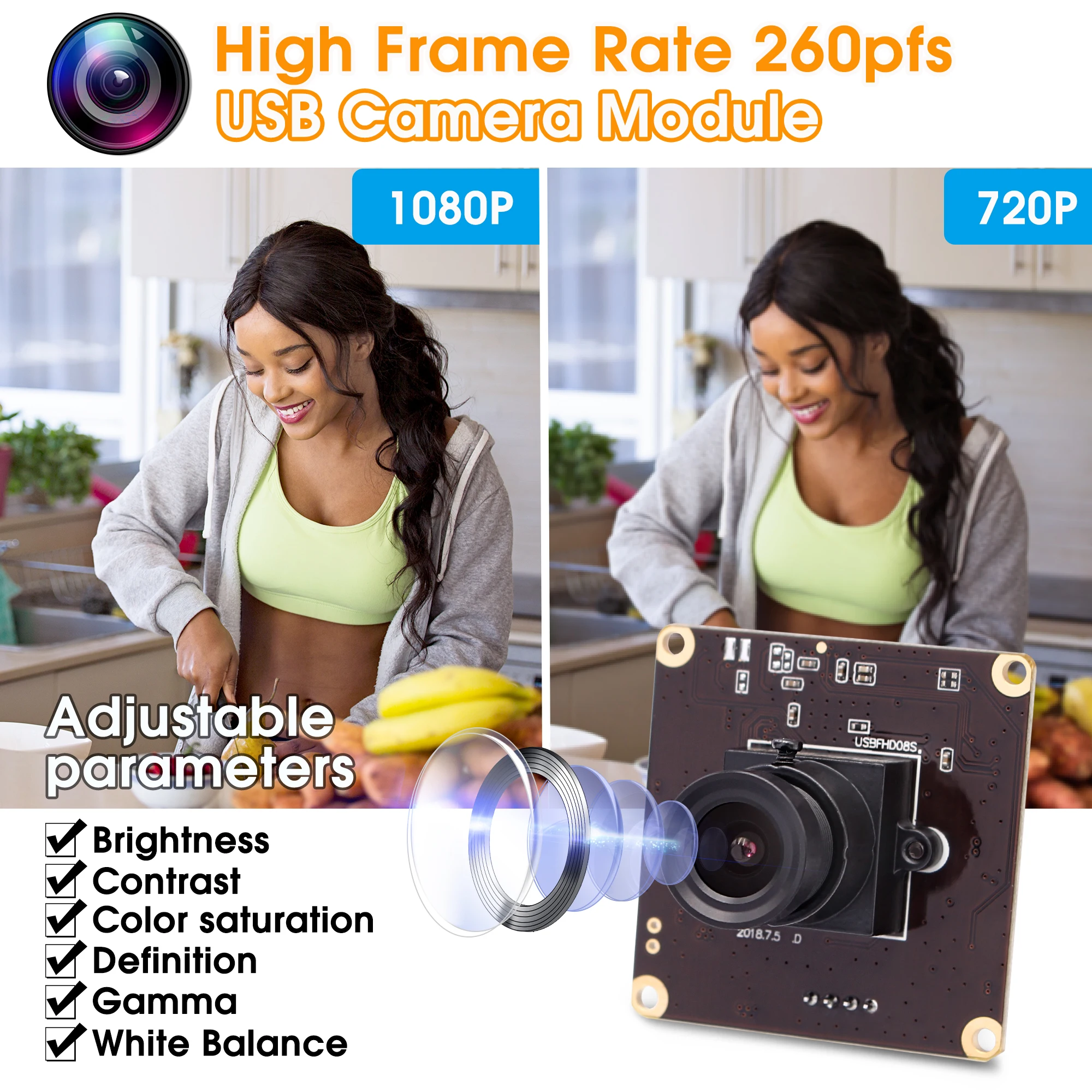 ELP High Frame Rate 260fps USB Webcam OmniVision OV4689 Color CMOS Sensor  1080P 60fps USB Camera 2.0 (3.6mm lens) [ELP-USBFHD08S-L36] - $65.10 : ELP  USB Webcam