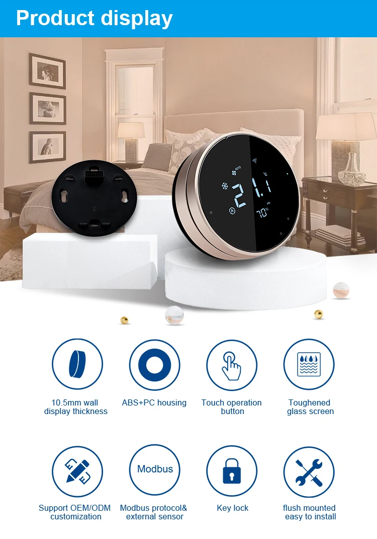 Bandary 7day programmable wireless touch room thermostat smart   With Alexa Google Home supplier