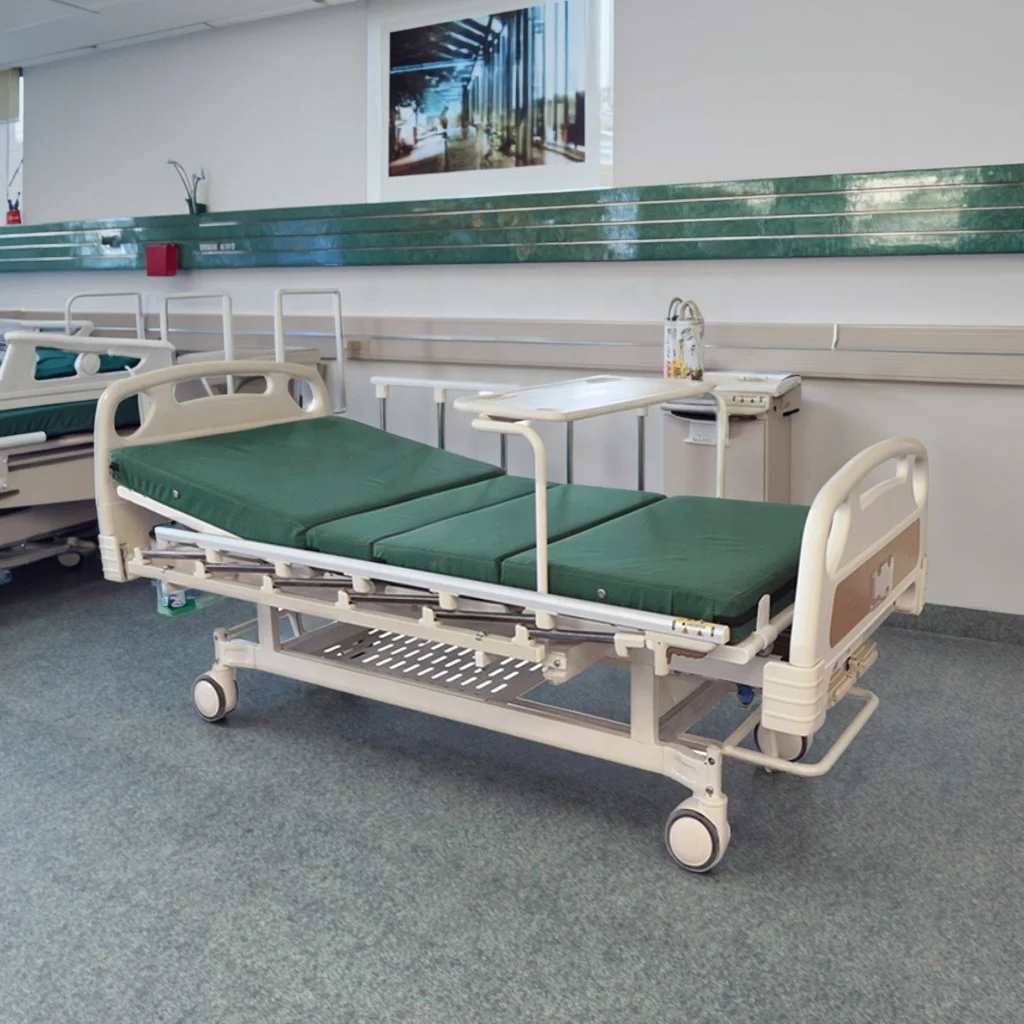 Adjustable Modern Hospital Bed Hand Crank Steel Rails Infusion Foldable Design for Hotels Gyms-Multi-Function Patient Care 2