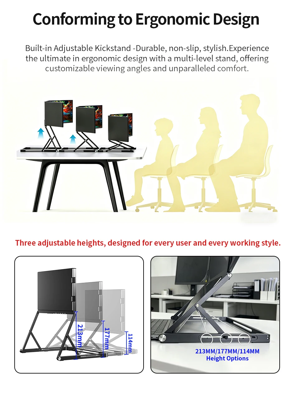 16.0" 2.5K 480cd/m² Backlit Triple Folding Monitor detail 5