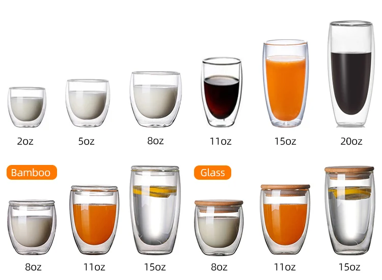 Custom Logo 150ml 250ml 350ml 450ml Double Wall Insulated Borosilicate