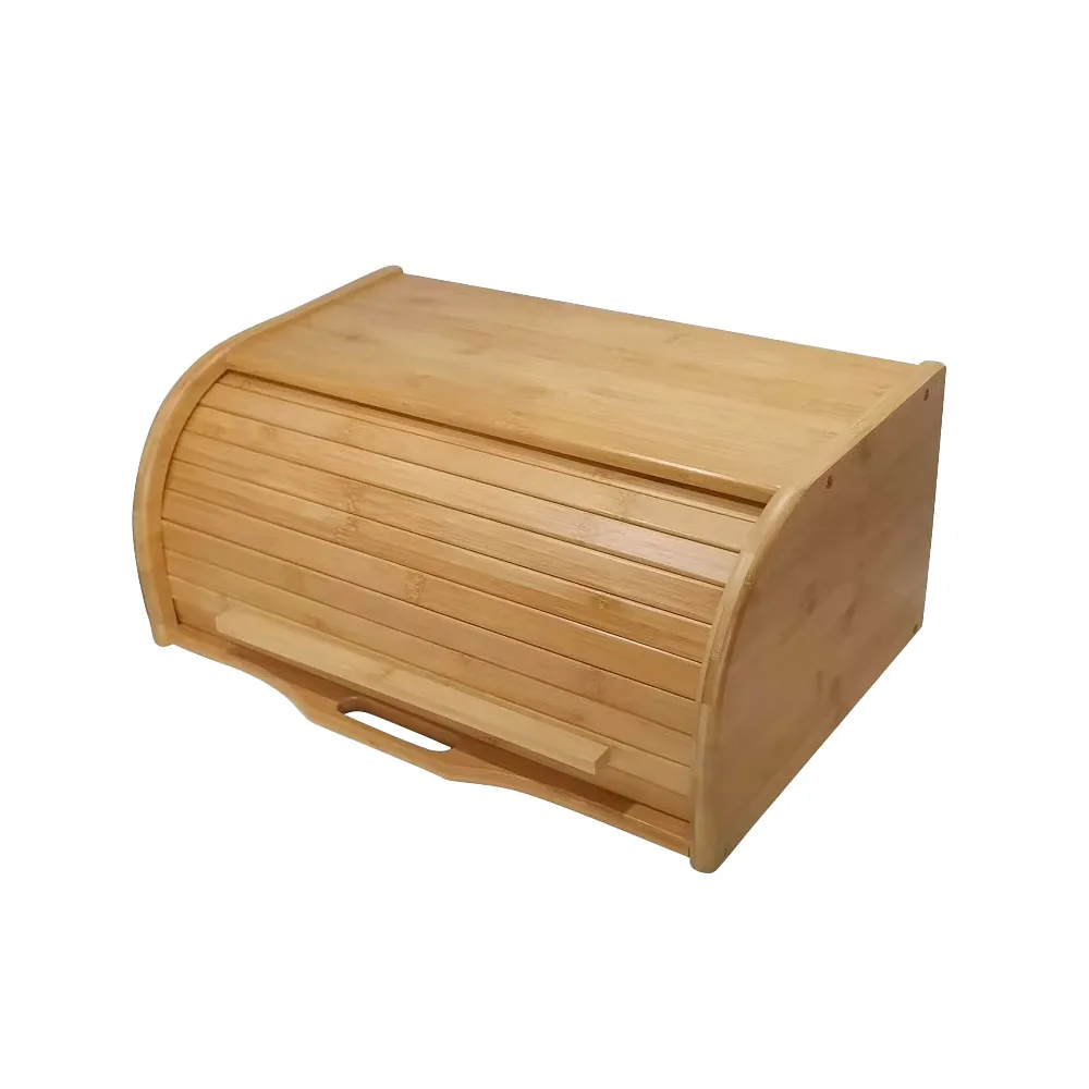 Large Bread Box Basket Wooden Container Storage Holder Kitchen Counter Organizerroll Top Bread Kitchen Cabinet Organizer