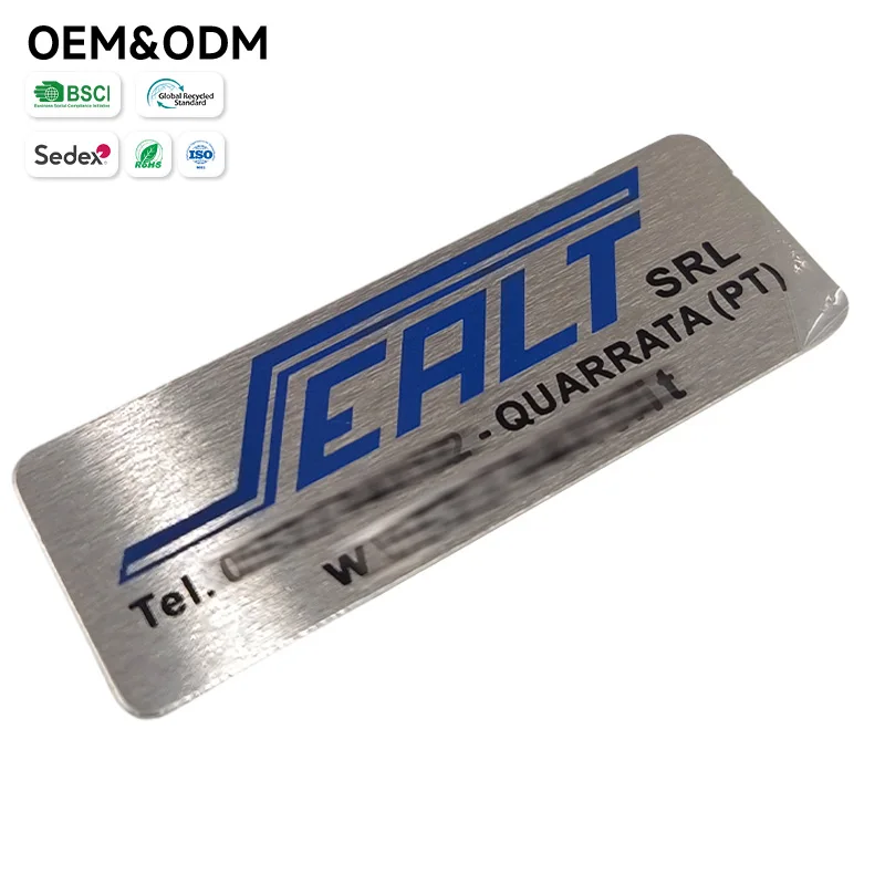 Custom Brushed Stainless Steel Logo Nameplate OEM for Italian Industrial & Commercial Branding