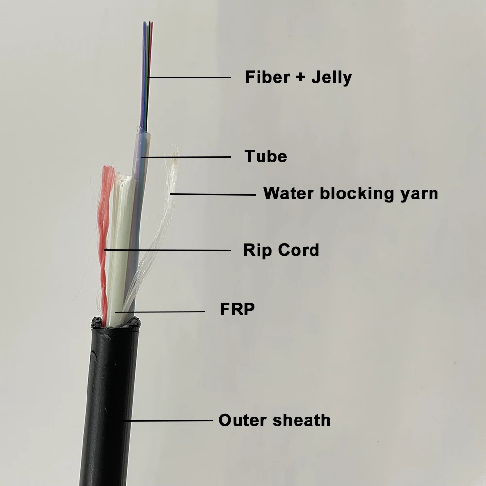 ASU 6 core 12 core G652D HDPE 100M span aerial ASU mini adss cable
