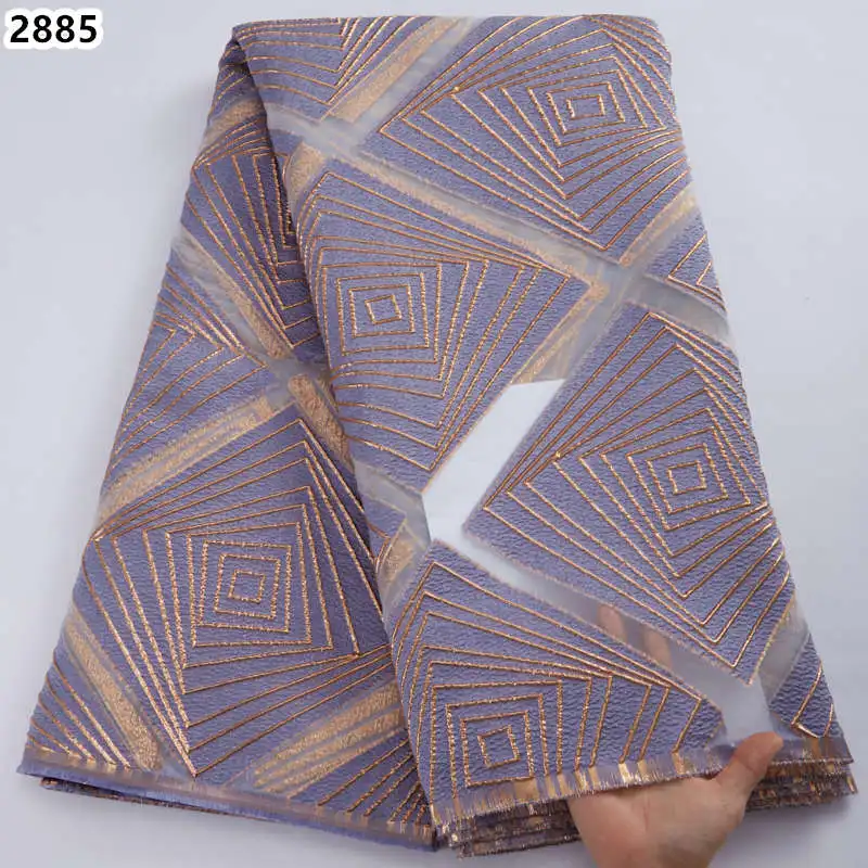 Jacquard Brocade Lace with Abstract Shard Motif and Lustrous Metallic Sheen for Couture Crafts