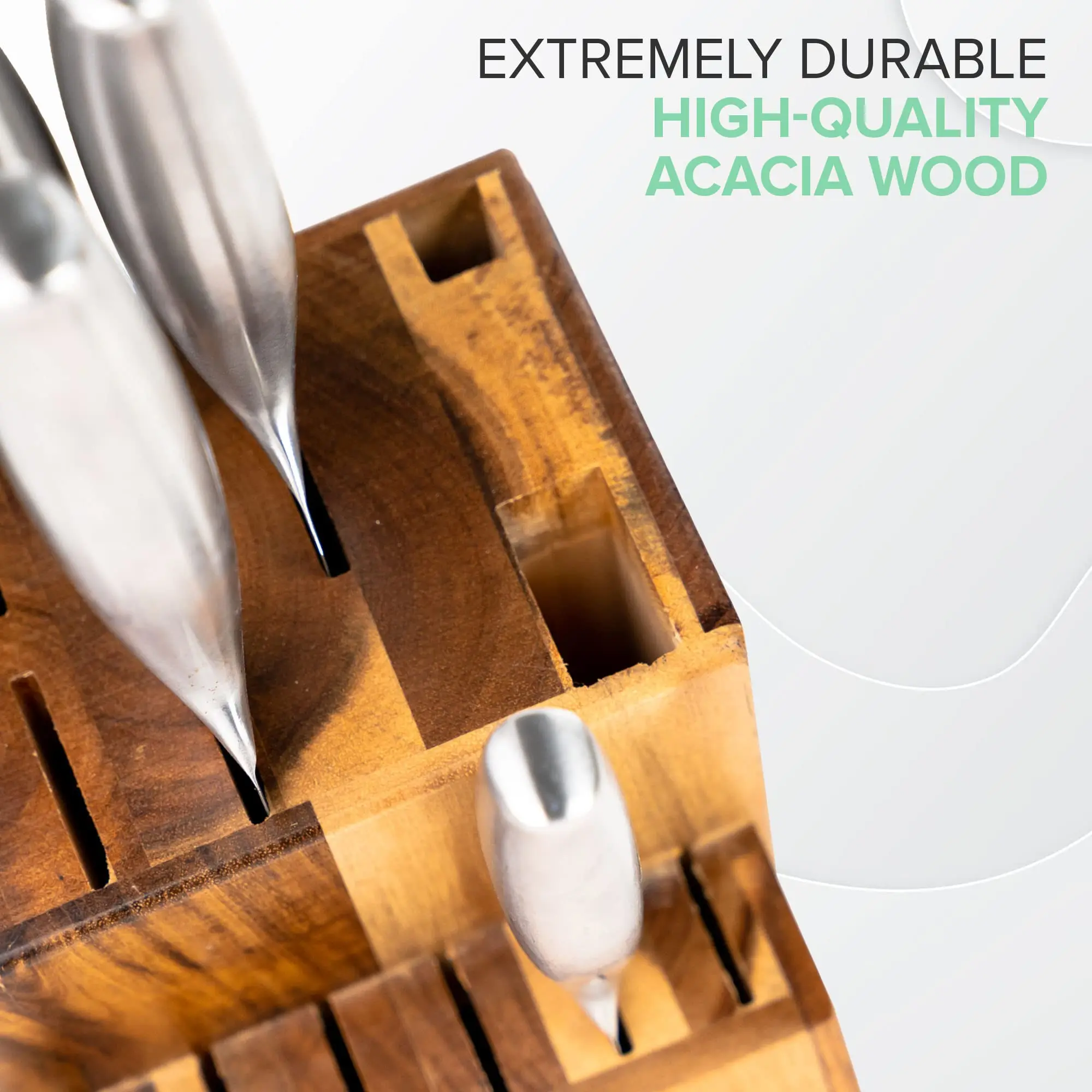 product premium acacia wood knife block detachable multi slot non slip knife holder for kitchen countertop cutlery storage-6