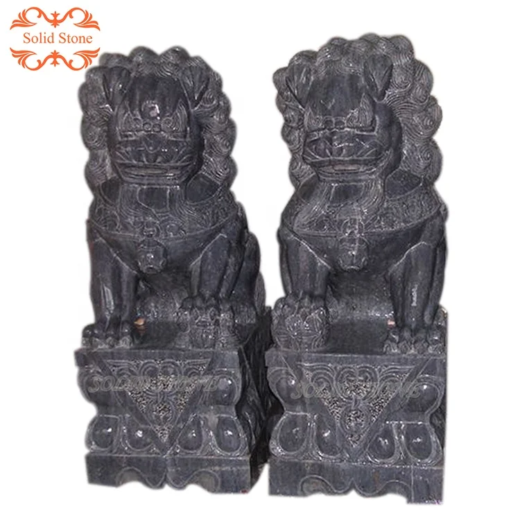 Chinese Style Hand Carved Marble Stone Statue Life Size Foo Dogs for Sale