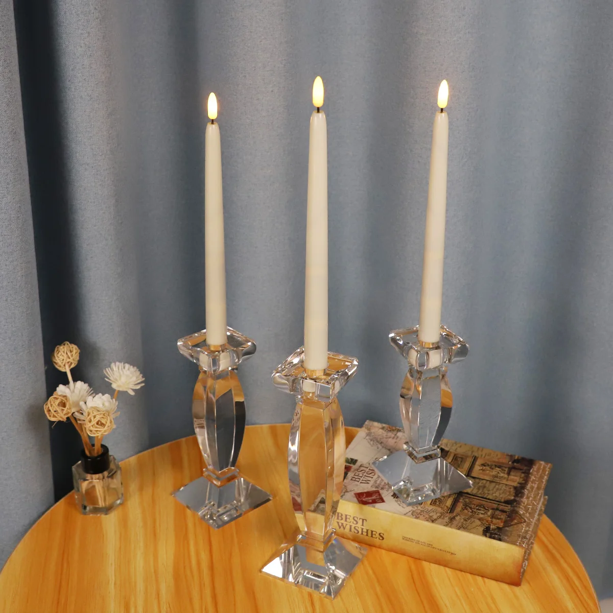 New Arrival Tall Glass Candle Holders Crystal Glass Candle Stick Holder Long Stem Glass Candle Holders manufacture