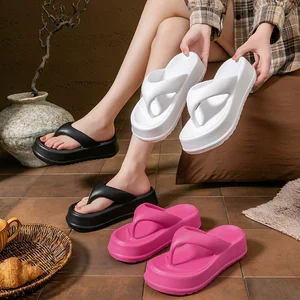 Women's Lightweight Anti-Slip EVA Rubber Open-Toe Summer for Slippers with Soft Cushioned Thick Heel Waterproof Design