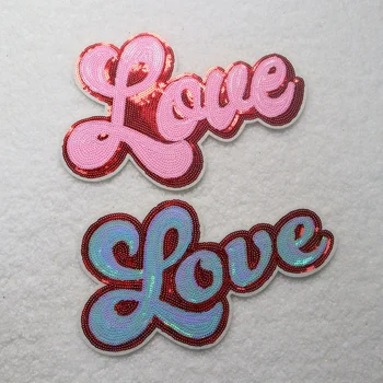 Wholesale Gold Sequins Love Logo Patches Iron On Holiday Valentines ...