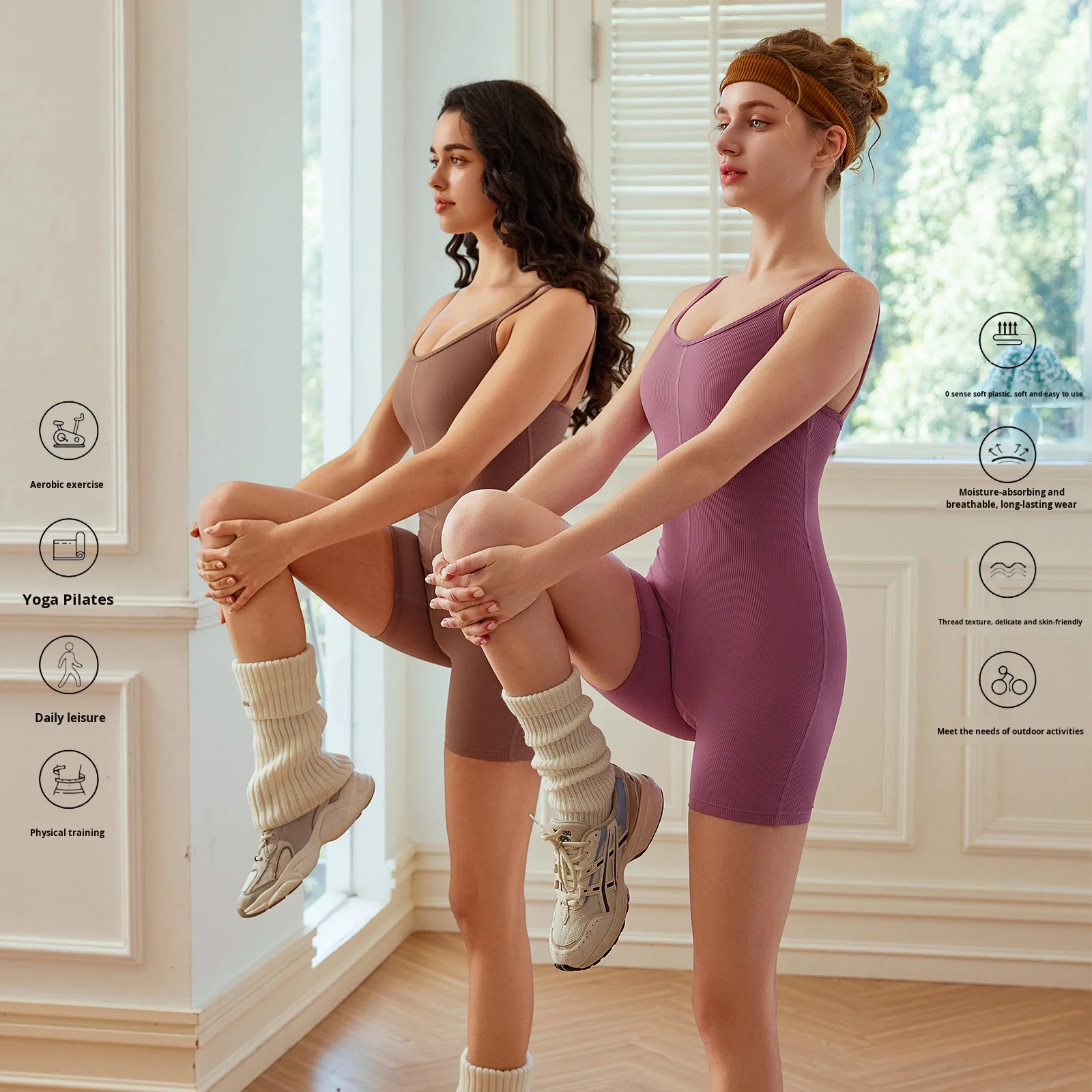 Pilates Bodysuit Seamless Nylon Fabric Thin Straps Full-Length Chest Pads Shaping And Ca preview