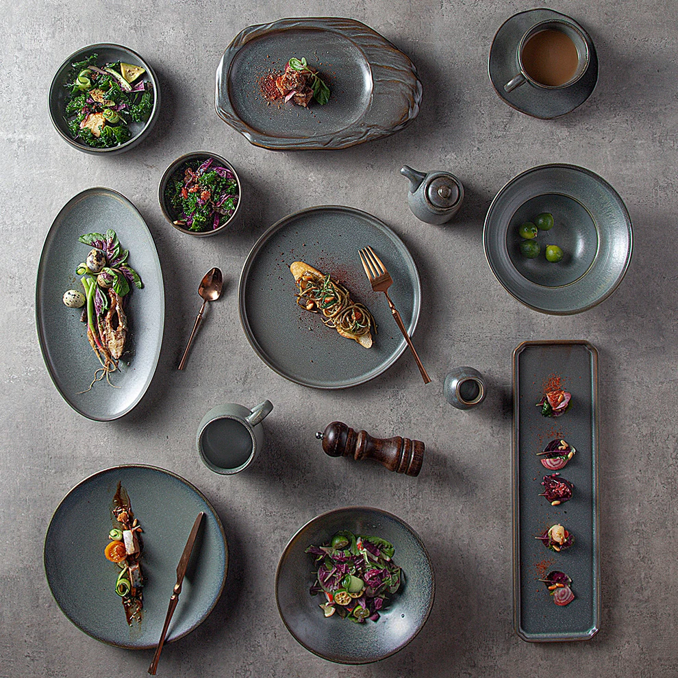 Table Seasoning Pot Soy Sauce Pots Toothpick-Holder Dish Saucer Square Ramkin Ceramic Spoon Chopstick Stand Salt & Pepper Shaker