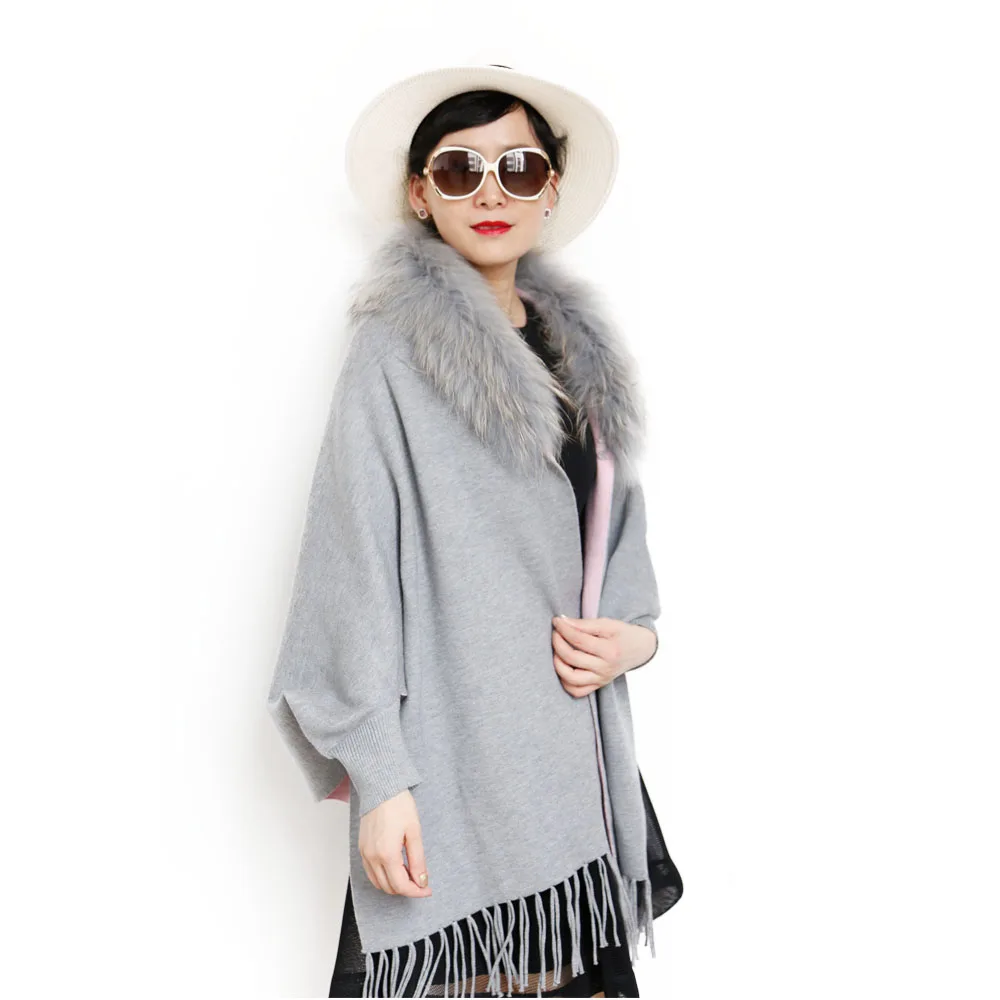sachin and babi light blue dress Elegant Design Winter Wool Shrug Warm Two Colors Side Long Shrugs for Women