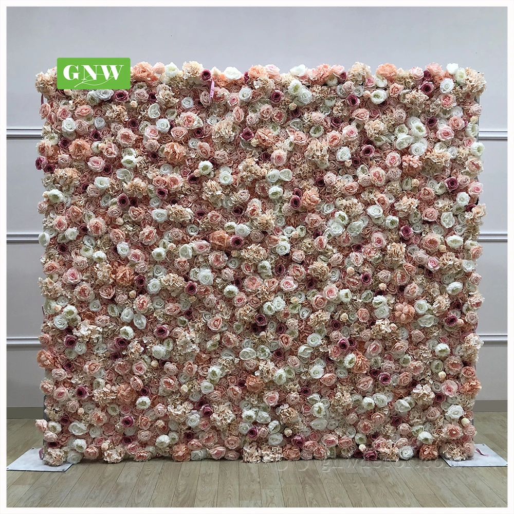 Gnw Flower Wall Silk Decorations Wedding Roll Up Flower Wall Backdrop