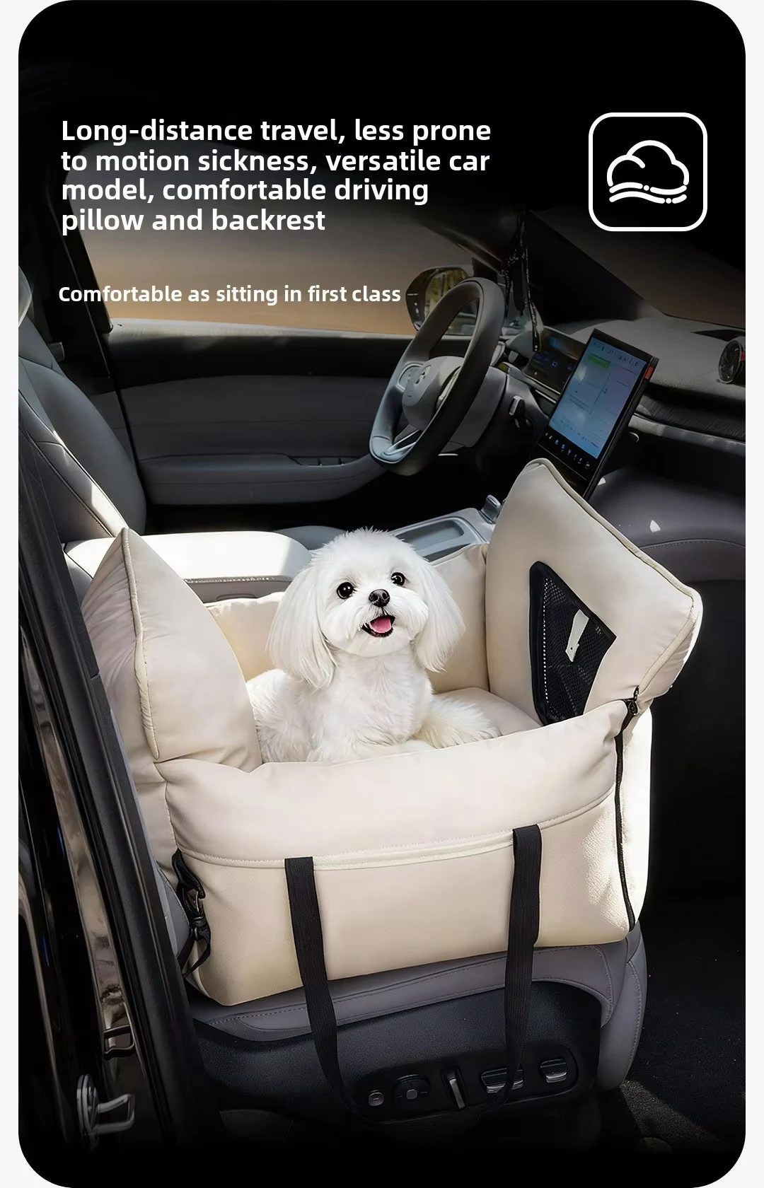 product washable removable pet car booster seat soft travel kennel for small puppy kitten multifunctional car interior rest mat-7