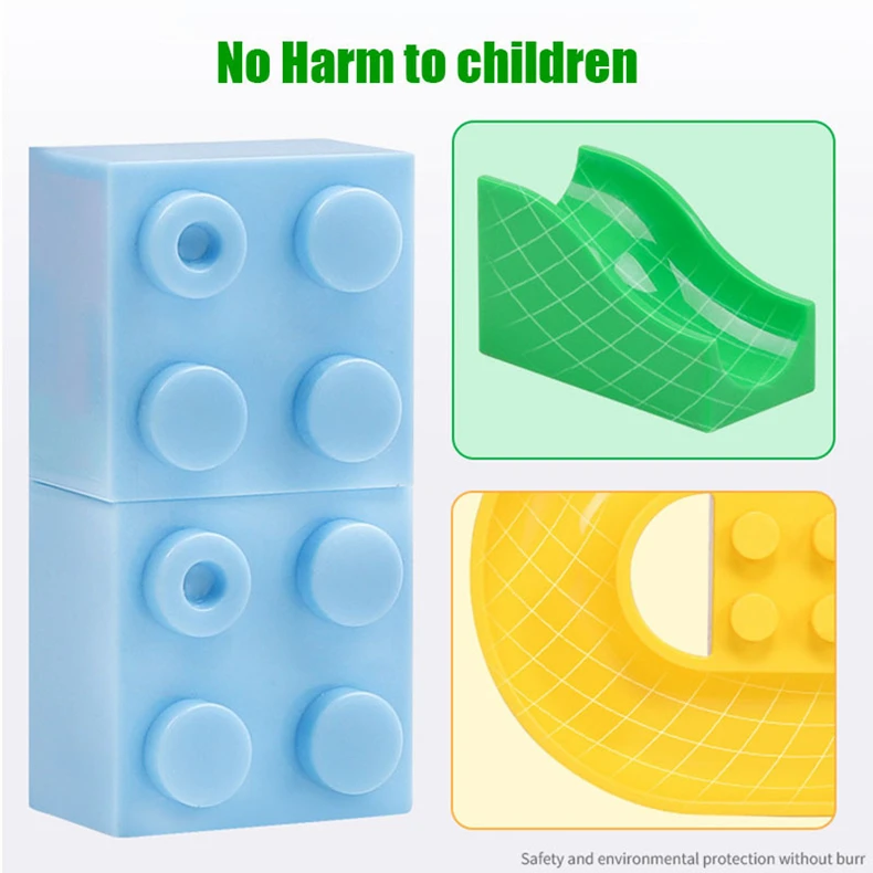 Race Run Big Block Compatible Building Blocks Funnel Slide Blocks DIY Big Bricks Toys Plastic Color Box 336PCS Marble Unisex