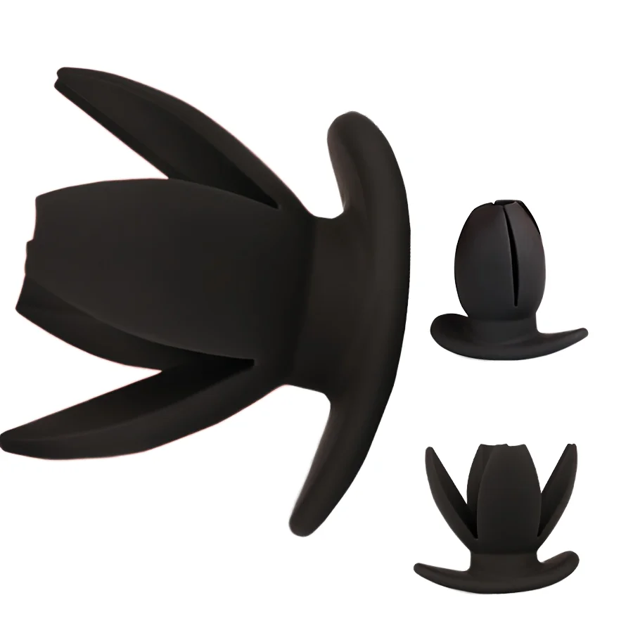 Silicone 4-Petal Design Hollow Silicone Anal Expander Anal Plug for Male  and Female Anal Adult Products