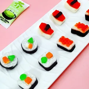 Wholesale Sushi Shaped Fruit Gummies Children's Snacks Soft Candy with Fruit Flavour Play with Coated Packaged Bags