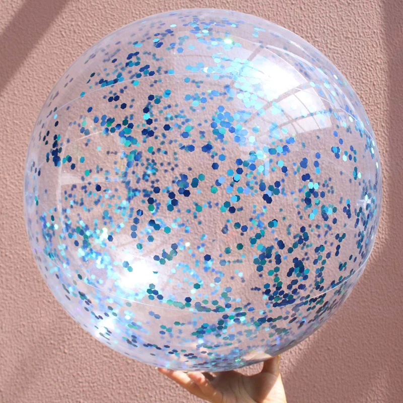 Hot Sale Promotional Pvc Inflatable Glitters Beach Ball Water Ball with Sequins Inside