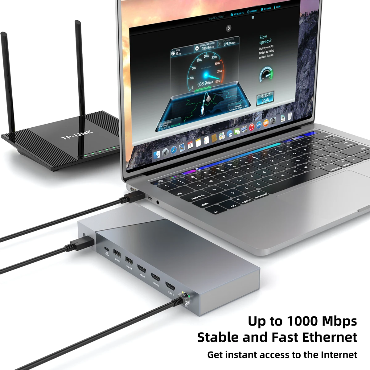 Latest 16 Ports USB C Hub Splitter Certified Universal Docking Station with M1 Chip Triple Monitor 4K 30HZ 2K 50HZ DisplayLink