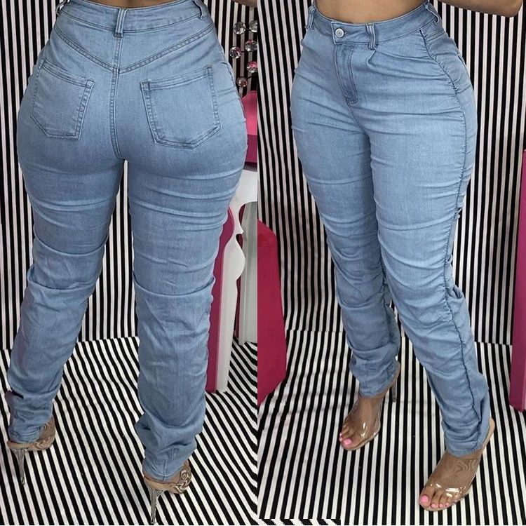 High Waist Solid Color Stacked Skinny 