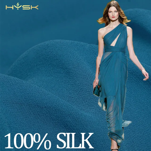 blue navy Wholesale Factory 100 Natural pure china Silk Chiffon the best textiles soft Fabrics for dubai Dresses