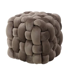 Cube Low Pouf Foot Stool Ottoman Hand Knitted Pouf Pouffe Home Footrest for Living Room