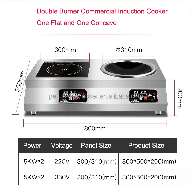 2 Burner 5000w Concave Induction Stove Stainless Steel Cooktops Hob