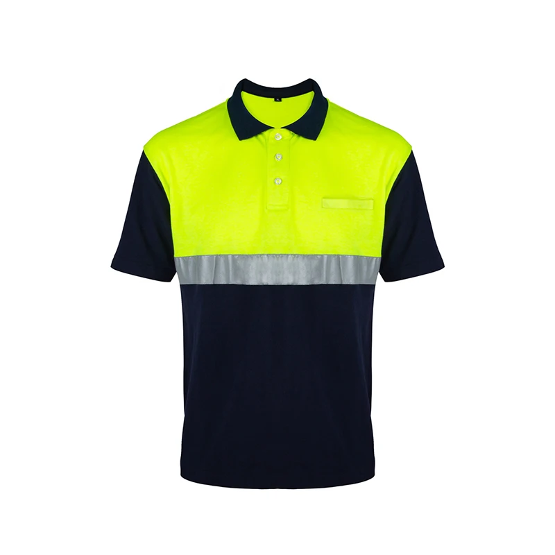 Оптовая продажа на заказ унисекс короткий рукав Футболка с высокой видимостью строительных работ Королевский синий светоотражающий Hi Vis футболка-поло