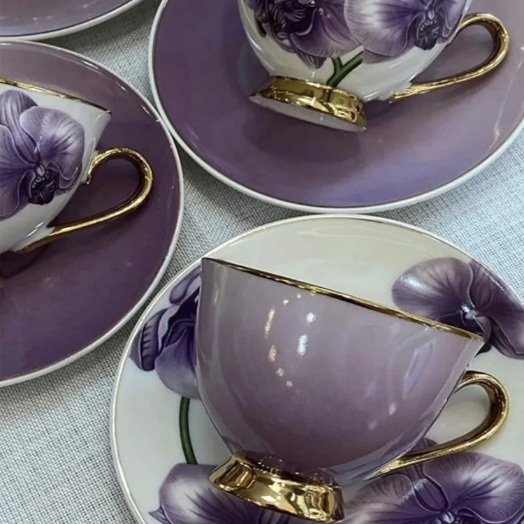 Modern Large Tea Cup And Saucer Sets Ceramic Porcelain Bone China