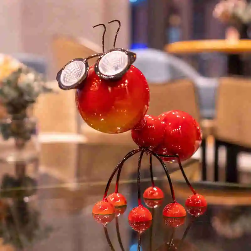 Metal red ants with Solar Powered LED