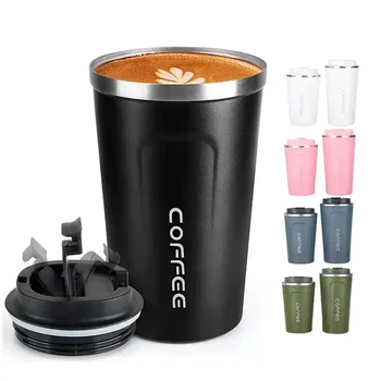 Wholesale Reusable 380ml 510ml Double Walled Insulated Stainless Steel Travel Coffee Mug Custom Logo Cups Design with Lid