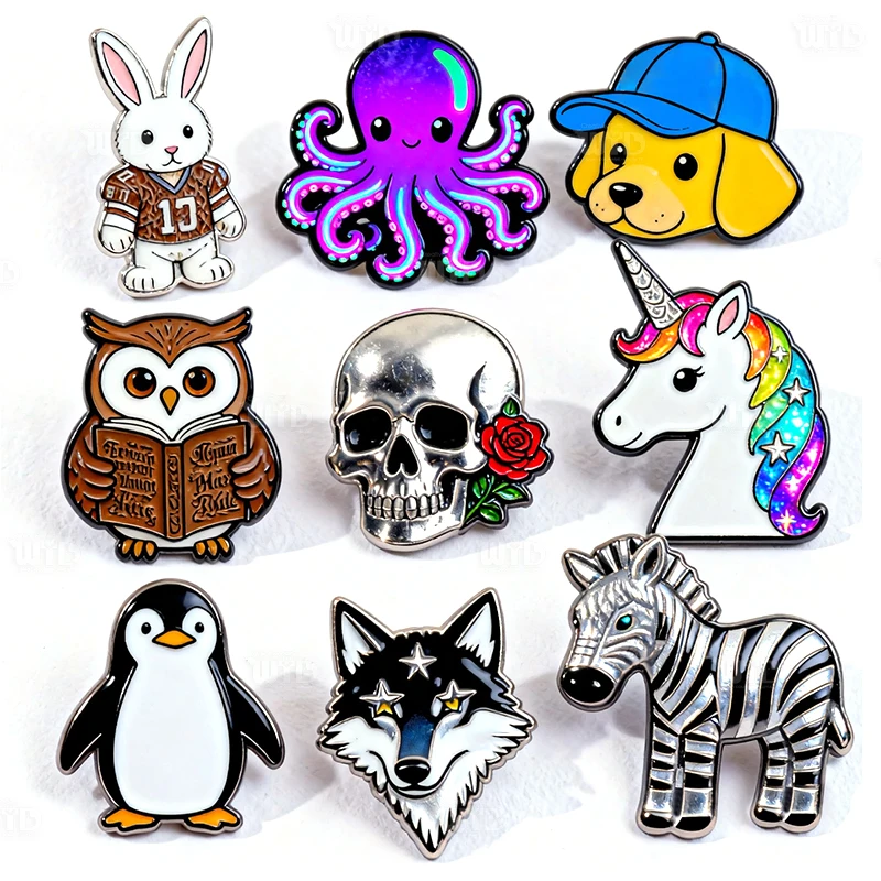 Groothandel Op Maat Gemaakte Metalen Zachte Emaille Spelden Badges Cartoon 3D Aangepast Logo Metalen Broche Kleding Kraag Leuke Spelden