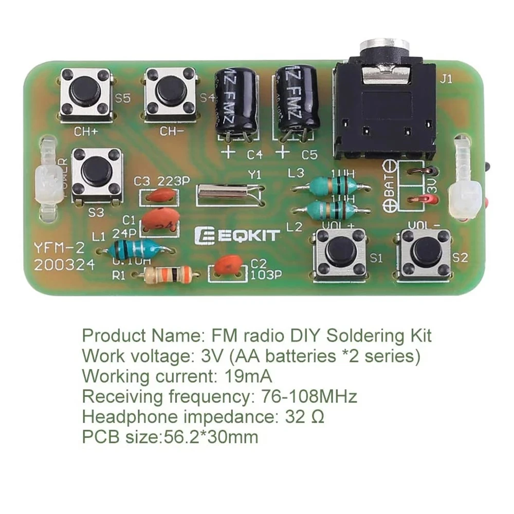 76-108MHz FM Stereo Radio DIY Kit - Wireless FM Receiver Module