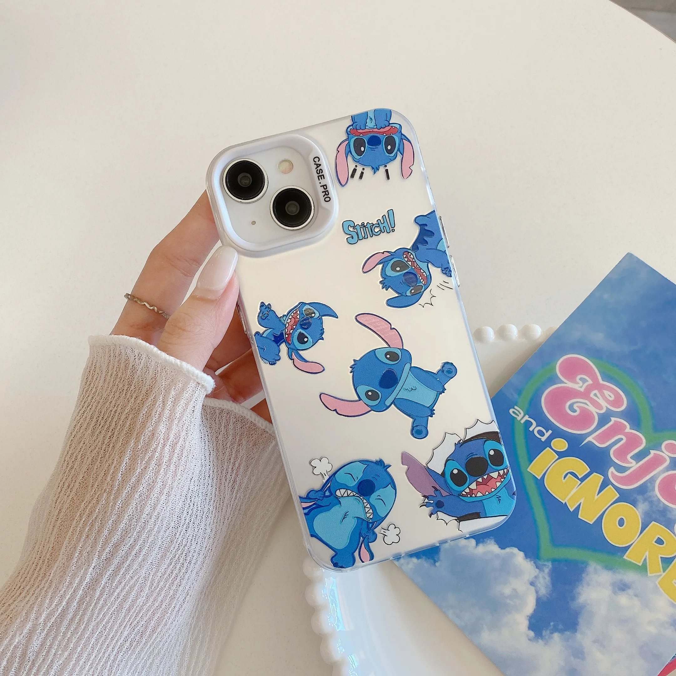 Lilo Stitch Cell Phone Case For iPhone 11/12/13/14 Pro Max Cartoon Printed Cover With Keychain TPU Protective Case For iPhone 13