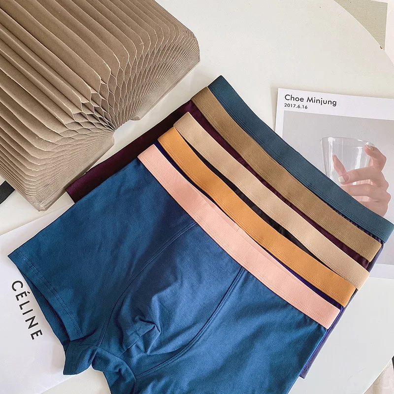 Нижнее белье LYX017 мужское из чистого хлопка выступающие дышащие однотонные боксеры средней длины большие размеры