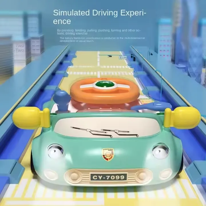 Multi Function Functional Electric Traffic Steering Wheel Car Simulation Early Education Driving Baby Car Toy with Light Music