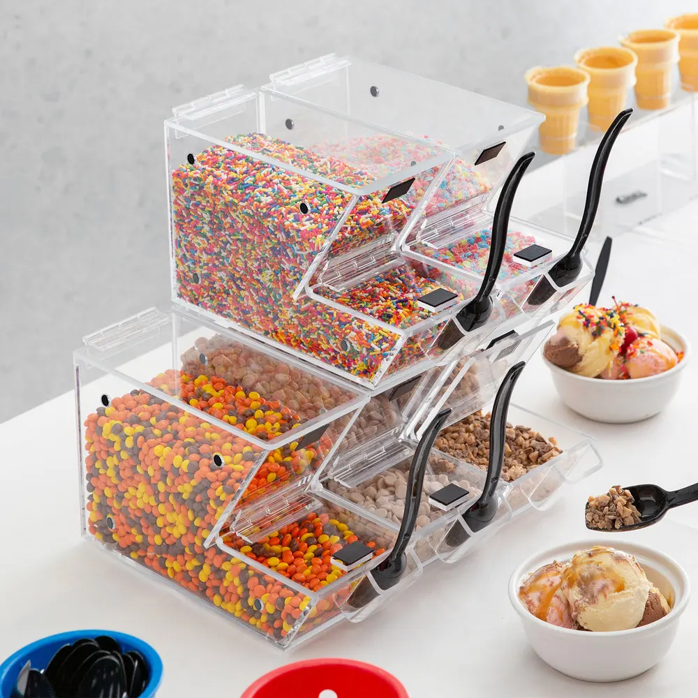 Toppings Bins, Acrylic Containers, Scoop Bins