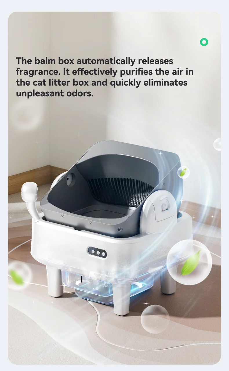 Extra Large Open Smart Cat Litter Box with Dual Negative Ion Deodorizer Automatic Self-Cleaning Anti-Splash Cat Litter Tray manufacture