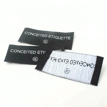 Sew On Custom Name Logo End Folded Woven Brand Size Tags Wash Labels ...