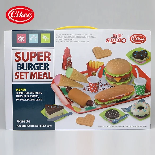 
 Лидер продаж, Amazon, оптовая продажа, детский Дошкольный набор еды, пластиковая Реалистичная кухонная игрушка, 49 шт.  