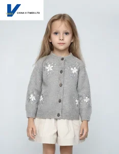 China V-Times 2026 Autumn Girls' Wool Sweater New Baby Cardigan Coat for Spring & Autumn Knitted Sweater
