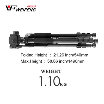 WF-520 Camera Tripod Lightweight Tripod for Camera with 3-way Pan Head Aluminum  Black detail image
