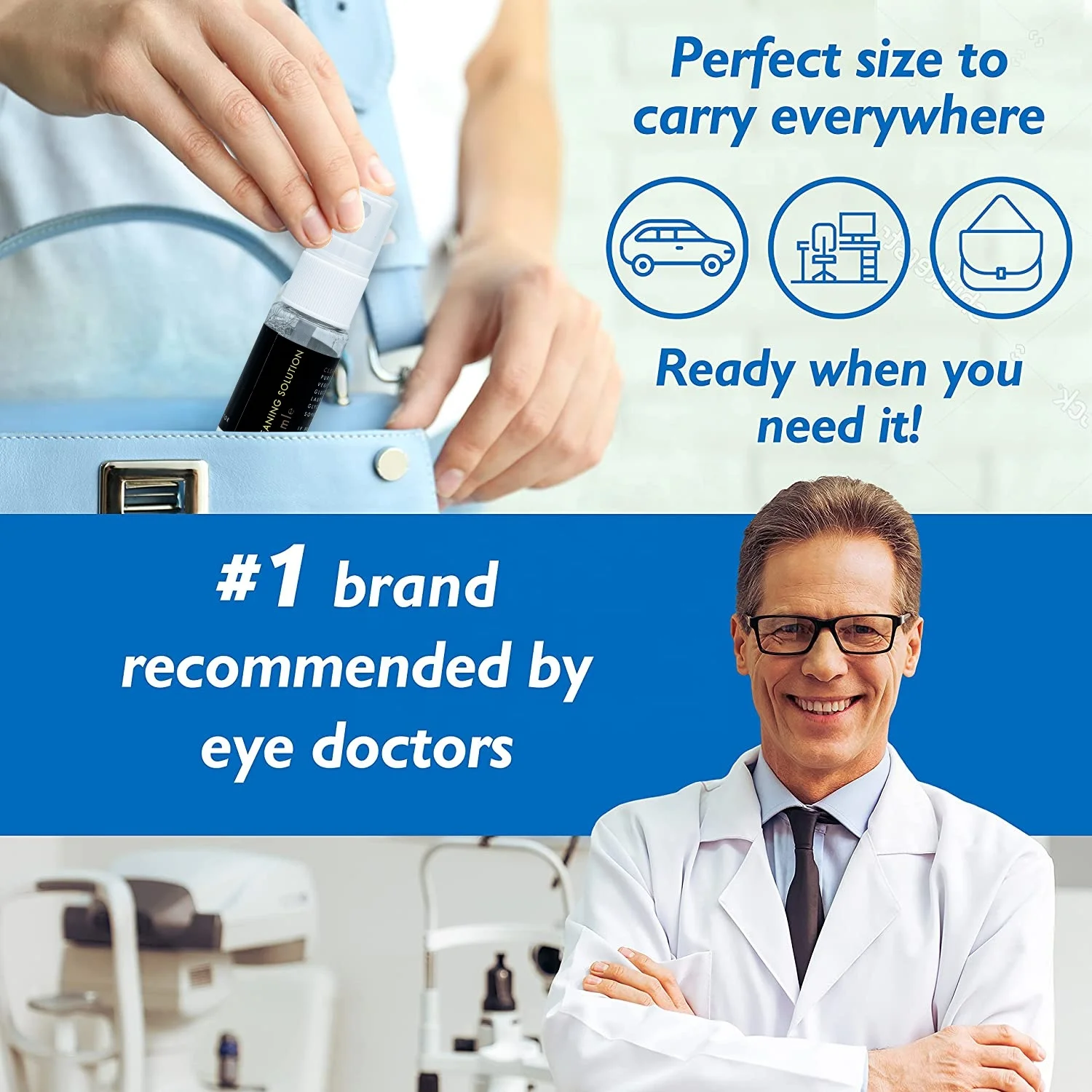 Custom 3 In 1 Lens Cleaner Spray Kit Antifog Spray,15ml Sunglasses